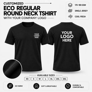 Custom Eco Regular Round Neck T-Shirt – 170–180 GSM - Black
