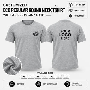 Custom Eco Regular Round Neck T-Shirt – 170–180 GSM - Grey Melange
