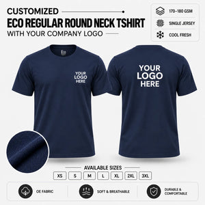 Custom Eco Regular Round Neck T-Shirt – 170–180 GSM - Navy
