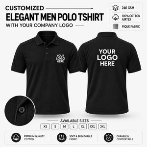Custom Elegant Men Polo T-Shirt – 240 GSM - Black