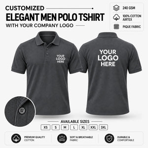 Custom Elegant Men Polo T-Shirt – 240 GSM - Charcoal Grey