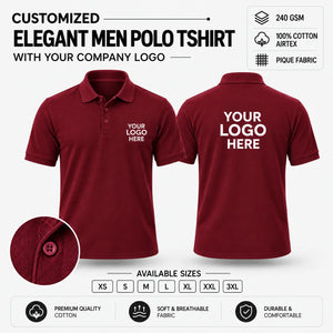 Custom Elegant Men Polo T-Shirt – 240 GSM - Maroon