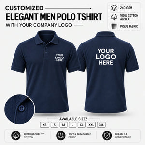 Custom Elegant Men Polo T-Shirt – 240 GSM - Navy