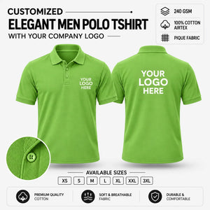 Custom Elegant Men Polo T-Shirt – 240 GSM - Parrot Green