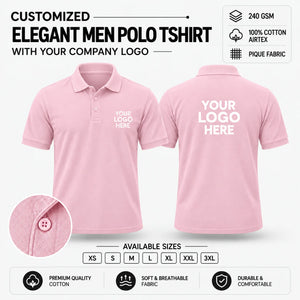 Custom Elegant Men Polo T-Shirt – 240 GSM - Pink