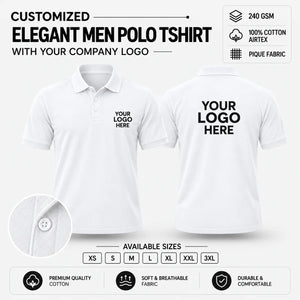 Custom Elegant Men Polo T-Shirt – 240 GSM - White