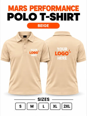 Printe5 Mars Performance 200 GSM polo T-shirt in Beige, front and back with customizable logo