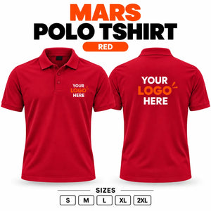 Printe5 Mars Performance 200 GSM polo T-shirt in Red, front and back with customizable logo