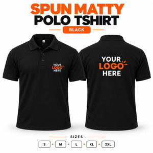 Printe5 custom spun matty 200 GSM polo shirt front and back in Black