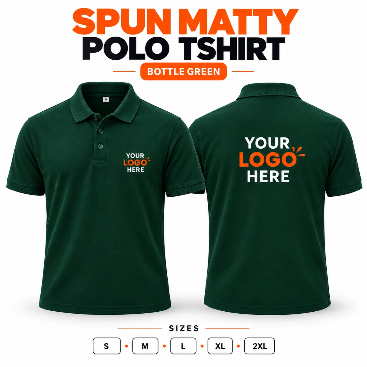 Printe5 custom spun matty 200 GSM polo shirt front and back in Bottle Green