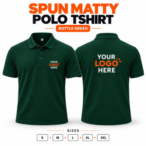 Printe5 custom spun matty 200 GSM polo shirt front and back in Bottle Green