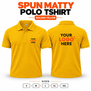 Printe5 custom spun matty 200 GSM polo shirt front and back in Golden Yellow