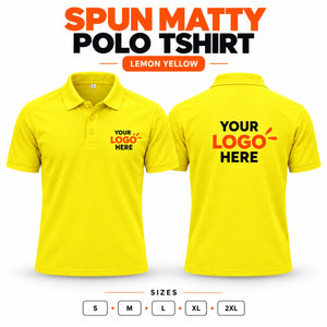 Printe5 custom spun matty 200 GSM polo shirt front and back in Lemon Yellow