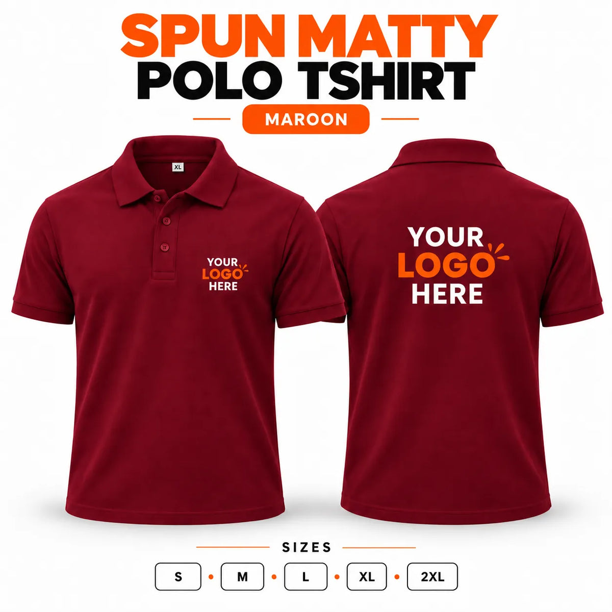 Printe5 custom spun matty 200 GSM polo shirt front and back in Maroon