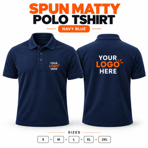Printe5 custom spun matty 200 GSM polo shirt front and back in Navy Blue
