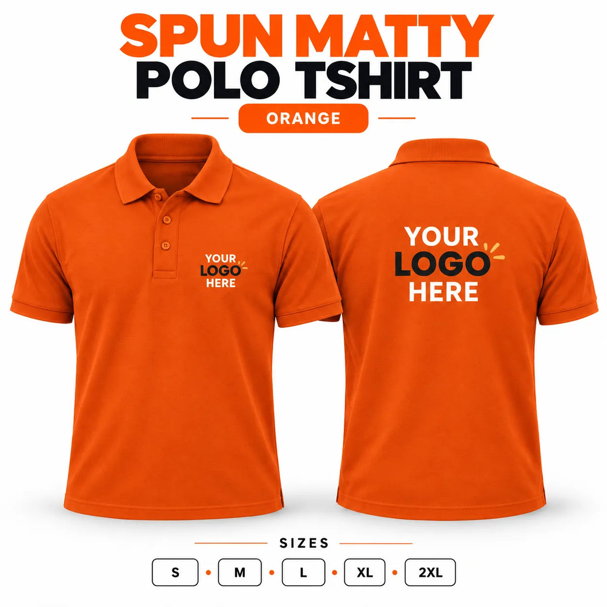Printe5 custom spun matty 200 GSM polo shirt front and back in Orange