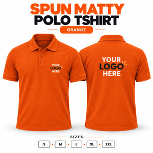 Printe5 custom spun matty 200 GSM polo shirt front and back in Orange
