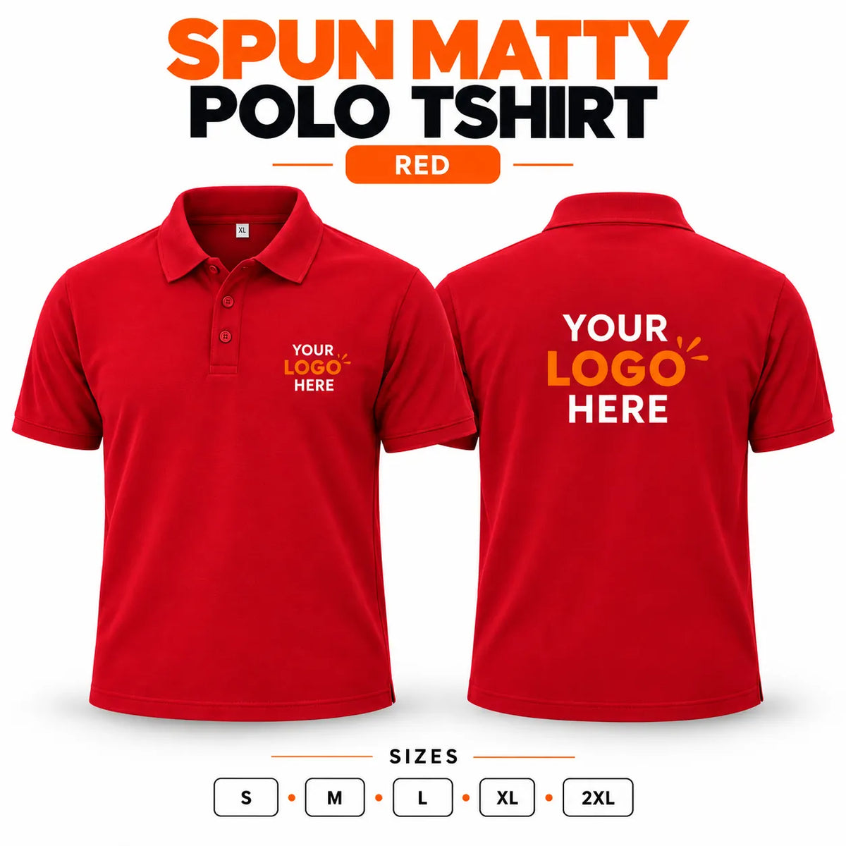 Printe5 custom spun matty 200 GSM polo shirt front and back in Red