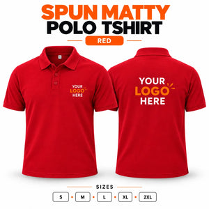 Printe5 custom spun matty 200 GSM polo shirt front and back in Red
