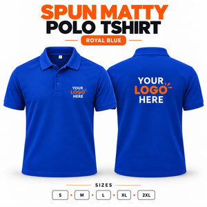 Printe5 custom spun matty 200 GSM polo shirt front and back in Royal Blue