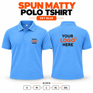Printe5 custom spun matty 200 GSM polo shirt front and back in Sky Blue