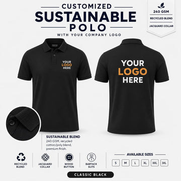 Custom Recycled Cotton Jacquard Polo T-Shirt – 240 GSM