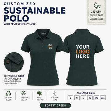 Women’s Custom Recycled Cotton Jacquard Polo T-Shirt – 240 GSM