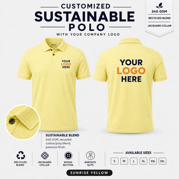 Custom Recycled Cotton Jacquard Polo T-Shirt – 240 GSM