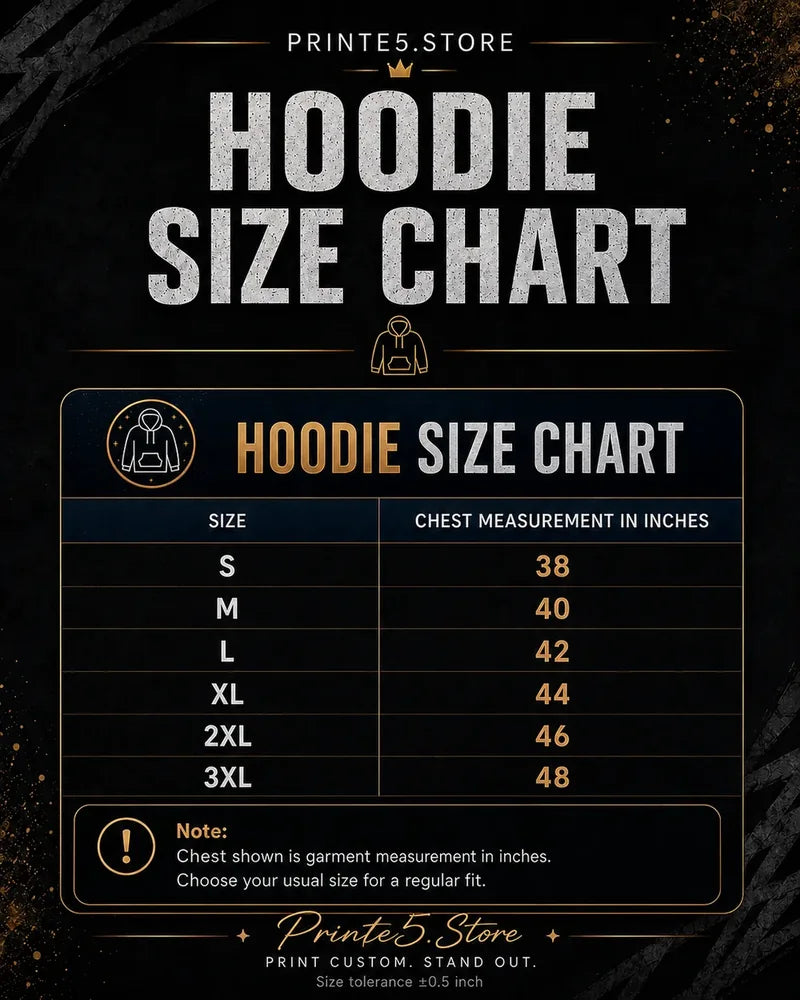 Hoodie size chart