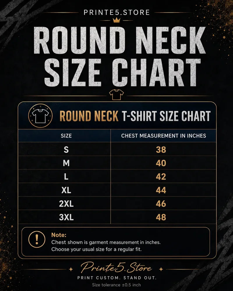 Custom Recycled Cotton 3D Crew Neck T-Shirt – 190 GSM size guide